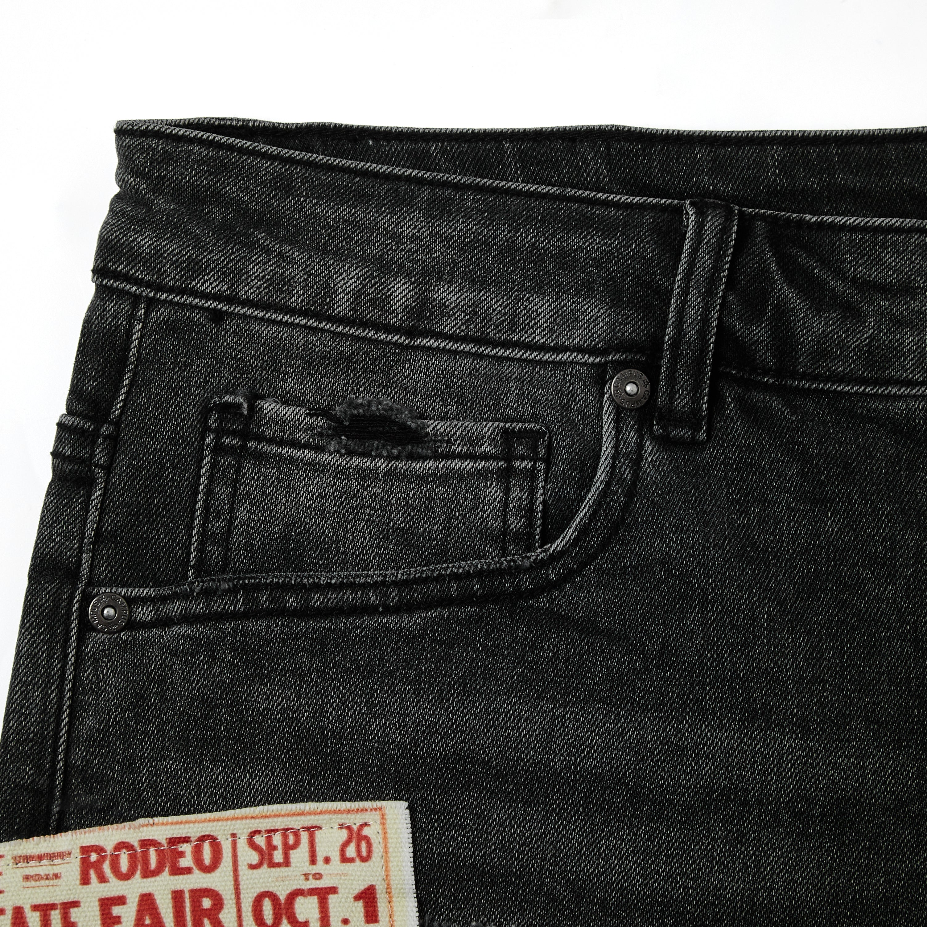 Postcard Jorts (Black Wash)
